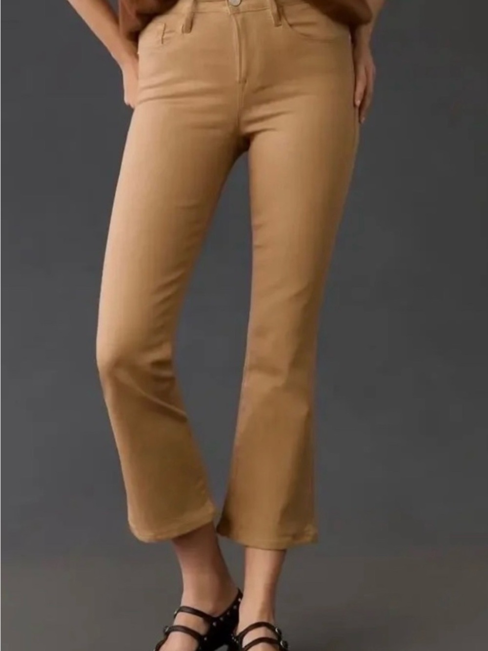 Frame Le Crop Mini Boot Toasted Almond Coated Jeans Size 24